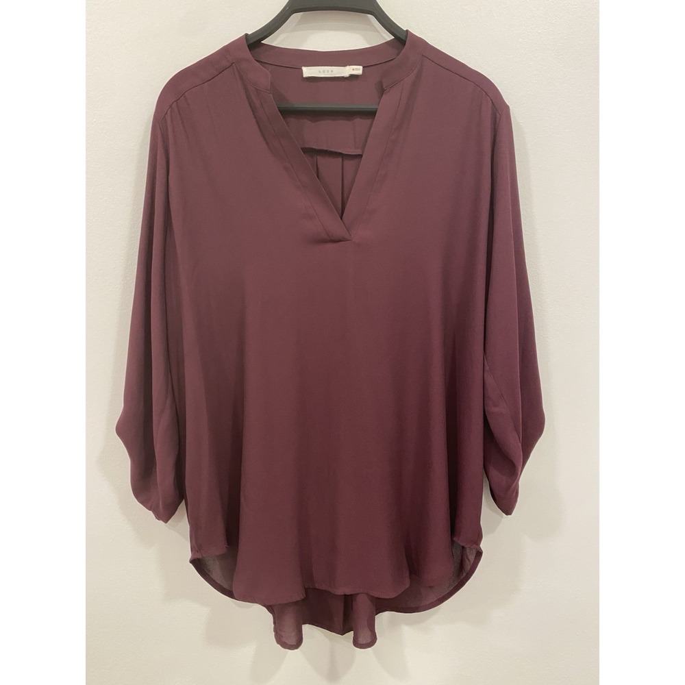 Lush Top Office Workwear V neck Top Marroon Wine CorpGore SZ Medium Work Staple